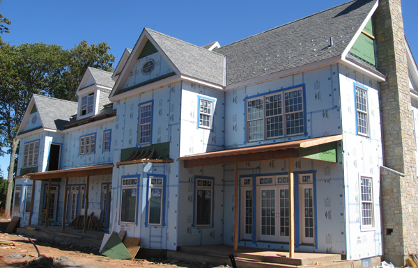 45 Deer Cliff — exterior sheathing and Hardie plank, construction 2011
