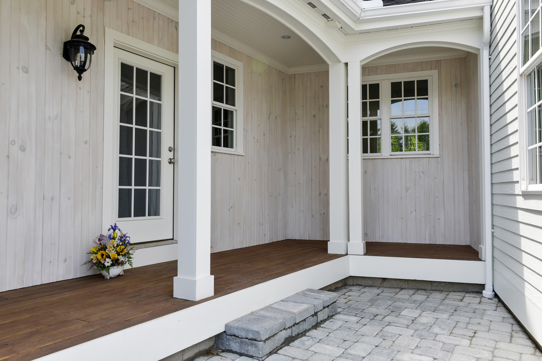 10 Taskers Pond — exterior view of completed French country home, Farmington CT